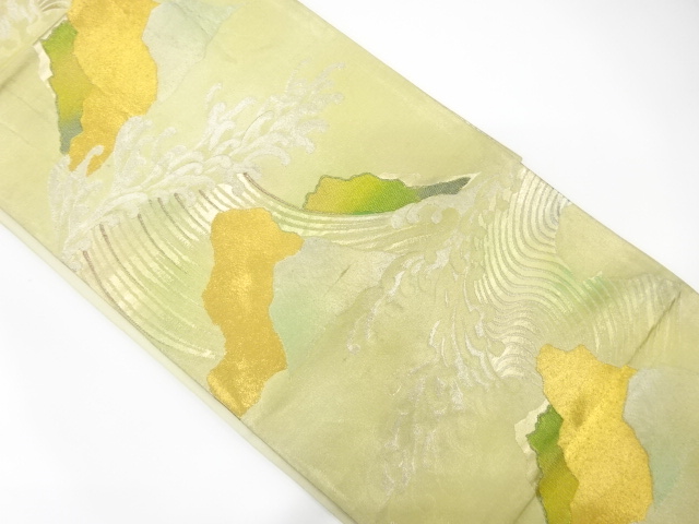 JAPANESE KIMONO / ANTIQUE FUKURO OBI / SILK / WOVEN ROUGH WAVE